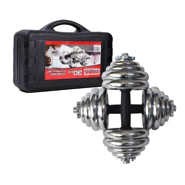 York Fitness 30KG Chrome Dumbbell Set – Durable, Adjustable Weight Training for Home Gym – Set of 2 Heavy-Duty Dumbbells